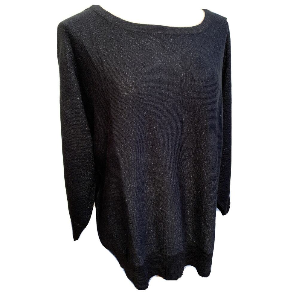 XXL Croft & Barrow Women's Black Mineral Sparkle Sweater New NWT 3/4 Sleeve